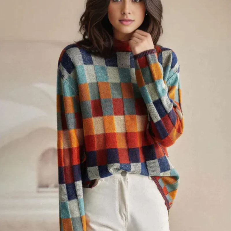 Checkered Merino Sweater For Women