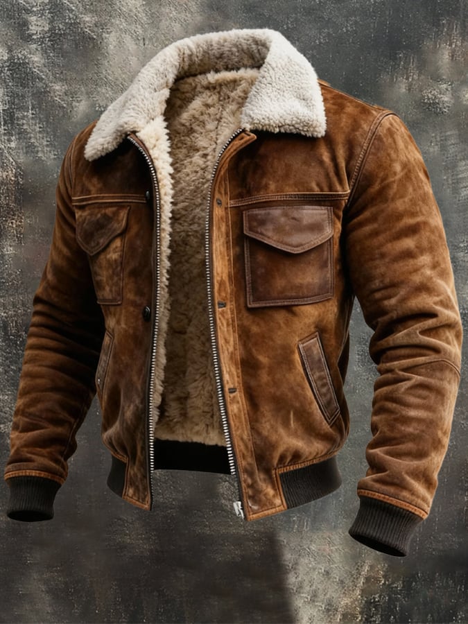 Sherpa Lined Zip Jacket For Men