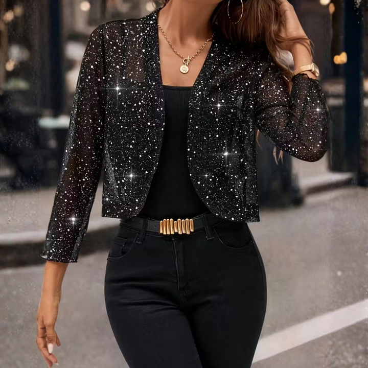 Sequin Open-Front Cardigan For Women