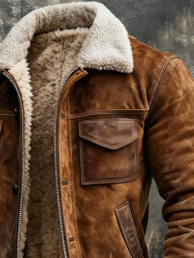 Sherpa Lined Zip Jacket For Men