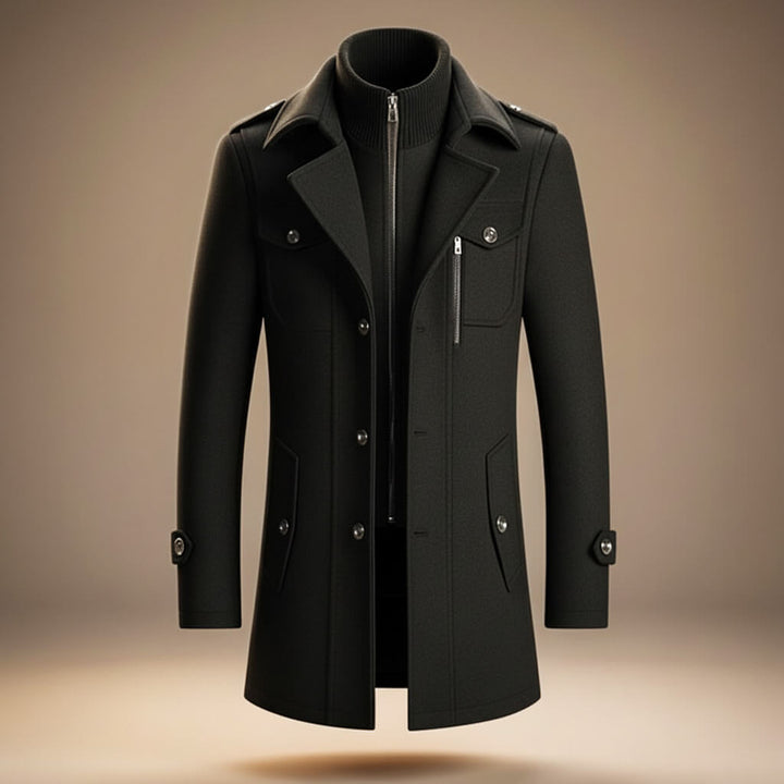 Virgin Wool Blend Coat For Men