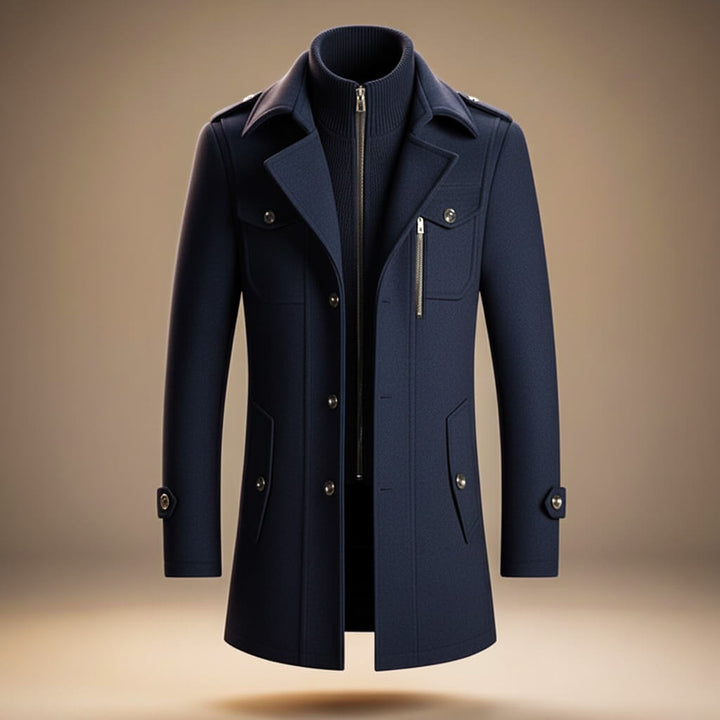 Virgin Wool Blend Coat For Men