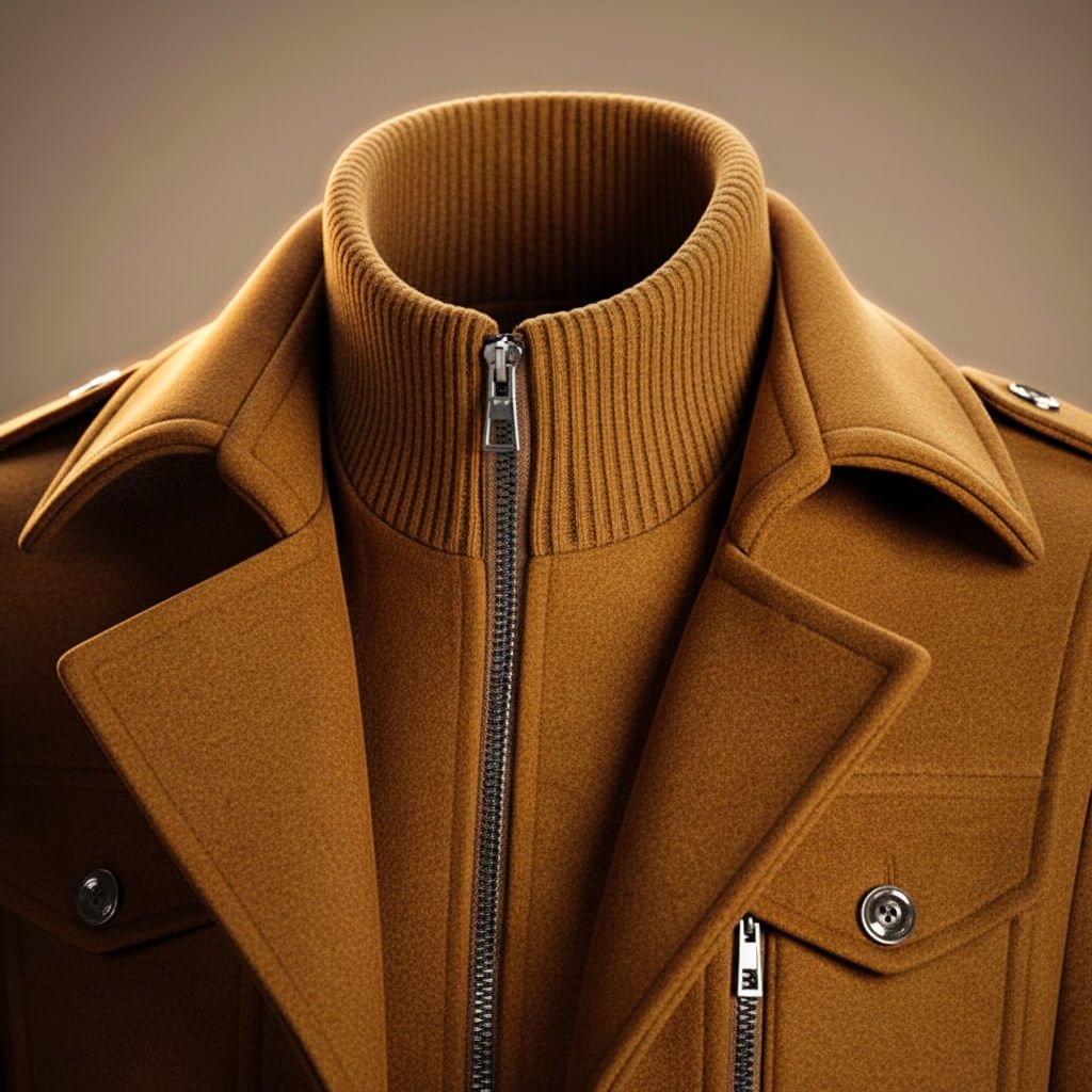 Virgin Wool Blend Coat For Men