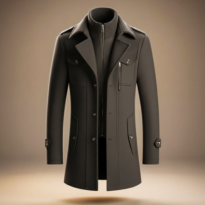 Virgin Wool Blend Coat For Men