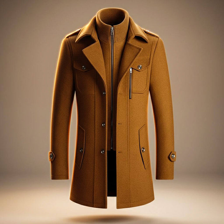 Virgin Wool Blend Coat For Men
