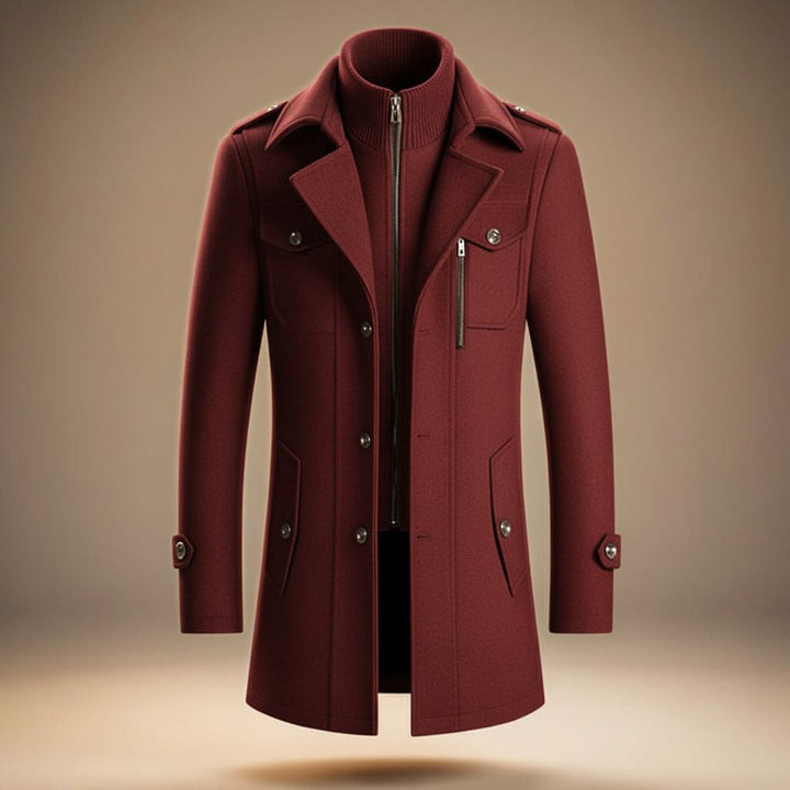 Virgin Wool Blend Coat For Men